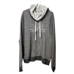 Gray Sweatshirt One Day At A Time Cowl Hoodie Womens XL Lightweight Sobriety